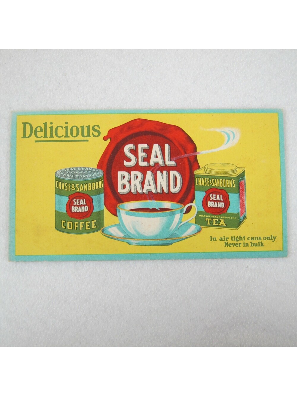 Vintage 1920s Advertising Ink Blotter Chase & Sanborn's Seal Brand Coffee & Tea